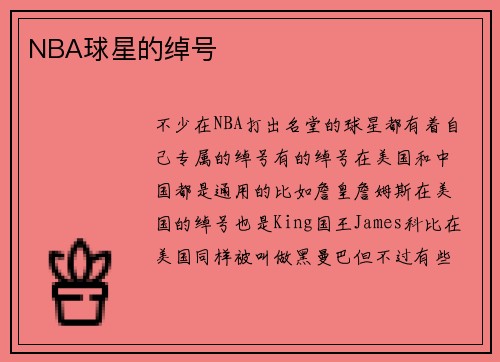 NBA球星的绰号